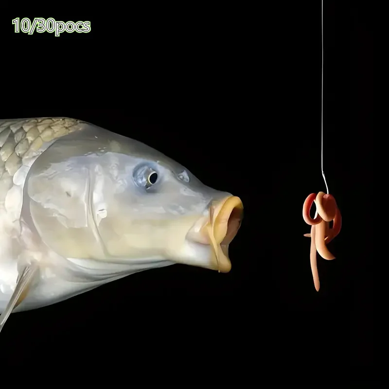 Lombrices Artificiales 10/30 piezas 3.15 pulgadas, Señuelo de Pesca Realista, Cebo Biónico Blando, Cebo Falso de Gran Venta, Imitación de Gusano Rojo