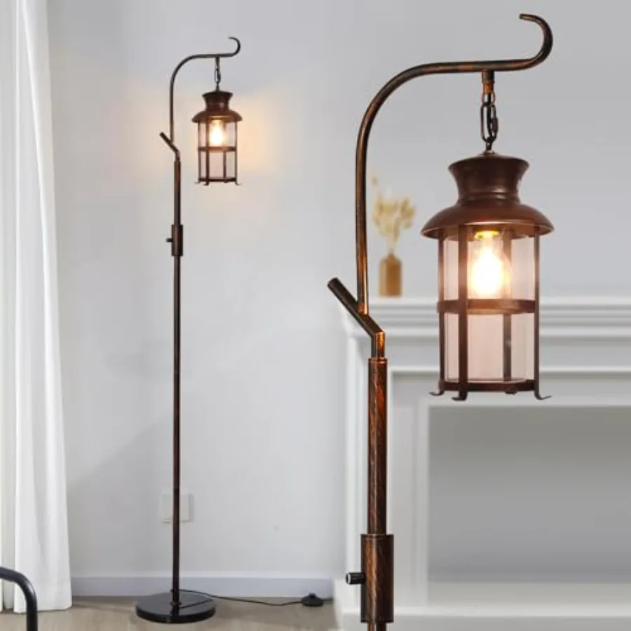 

Vintage Dimmable Floor LampClassical Lanterns Standing Lamp Rustic Farmhouse Floor Lamp with Red Copper Finish for Living Room