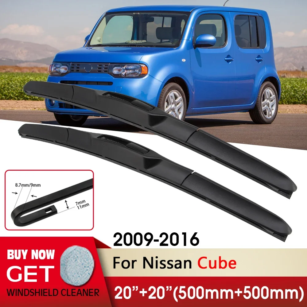 

Car Wiper RHD & LHD Front Wiper Blade 20"+20" For Nissan Cube 2009-2016 Fit U Hook Arm Windshield Windscreen Front Window