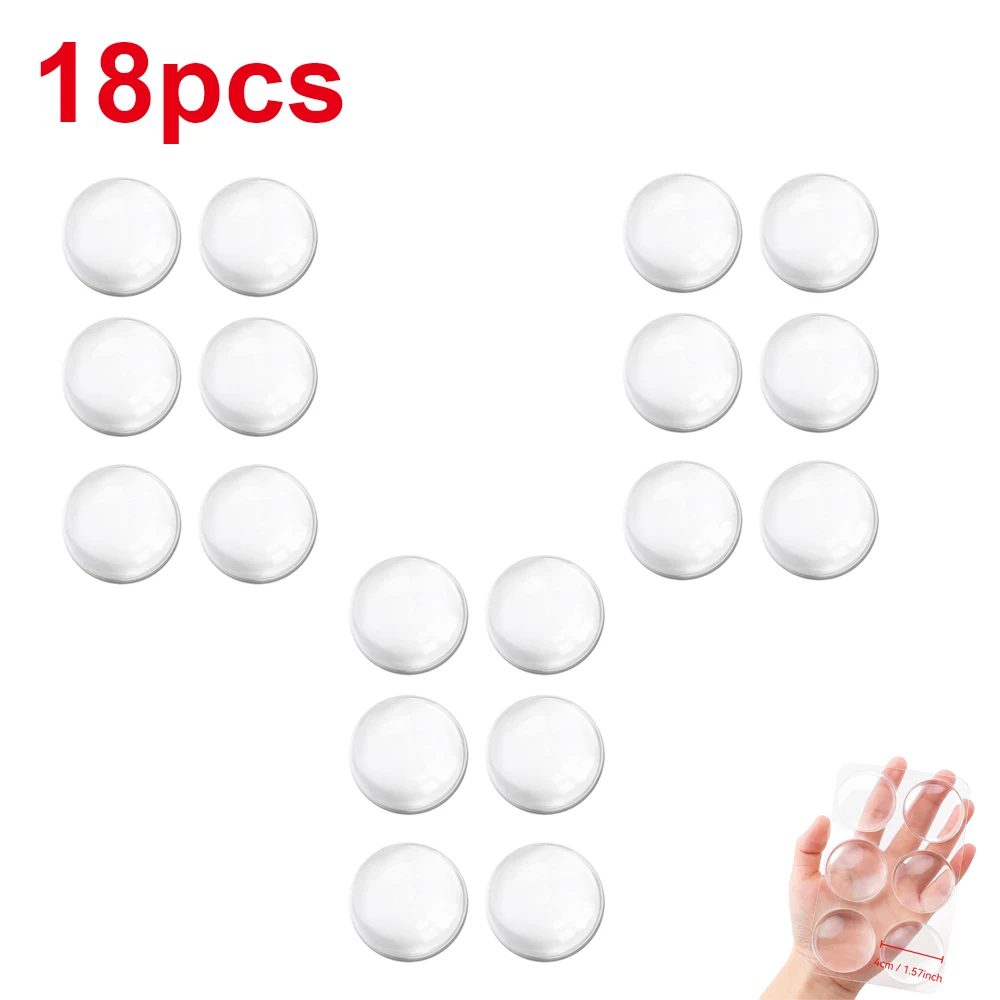 6–24 Stück Tür- und Wandschutzpolster, waschbar, selbstklebend, transparent, Türstopper, wiederverwendbar, weich, rund, stoßdämpfendes Gel