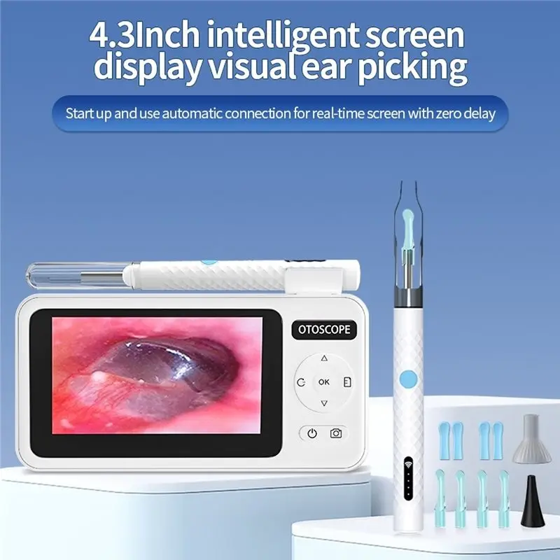 A73U Digital Otoscope HD1080P 4.3 Inch Display 3.5Mm Ear Picker Camera 6 Leds Ear Wax Removal Tool Ear Cleaning Stick