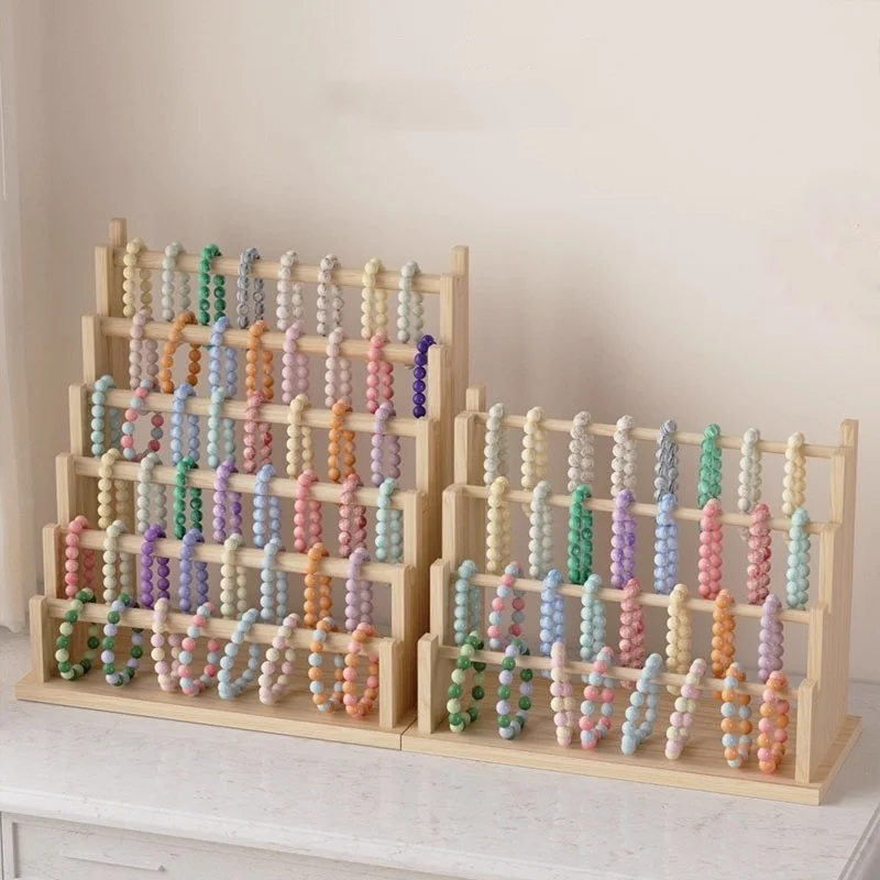 Solid Wood Bracelet Display Stand Multistep Ladder 3/4/6 Layer Jewelry Organizer Strong Load-bearing Bracelet Holder Book