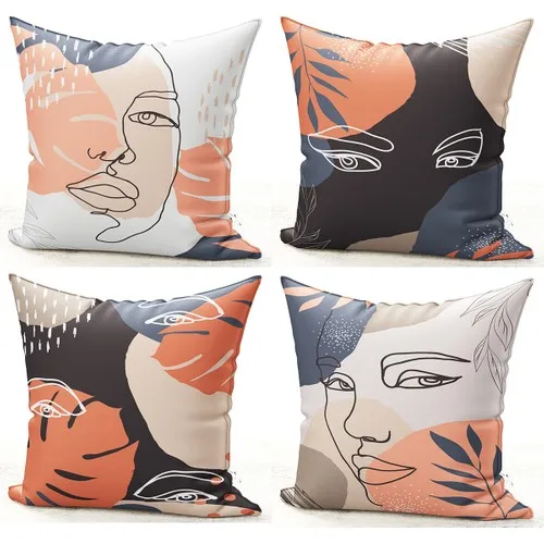 Bk Home Decor Decorative Portrait Model Pillow decorate Case 4'lü Set