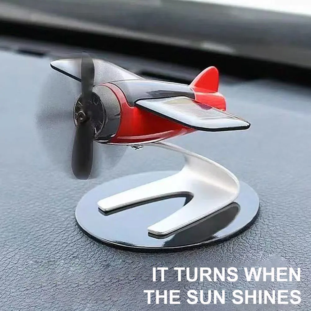 Mini Car Air Freshener Solar Panel Airplane Model with Solid Fragrant Car Perfume Aroma Diffuser Ornament Auto Decor Accessories