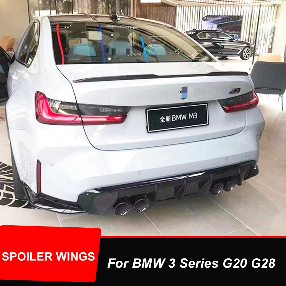 

For BMW 3 Series G20 G28 M3 320i 325i 328i 2019 20 21 22 23 Car Rear Trunk Lid Spoiler Wings ABS Glossy Black Accessories