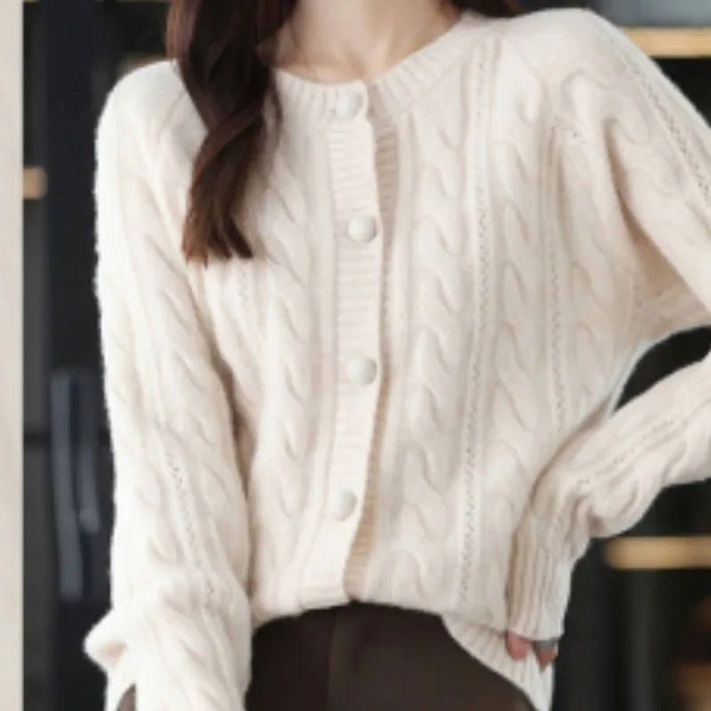 

Knitted Sweater Women Cardigans New Long Sleeve O-Neck Solid Knit Sweater Cardigan Women Tops Knitwears Sueters De Mujer Q1388