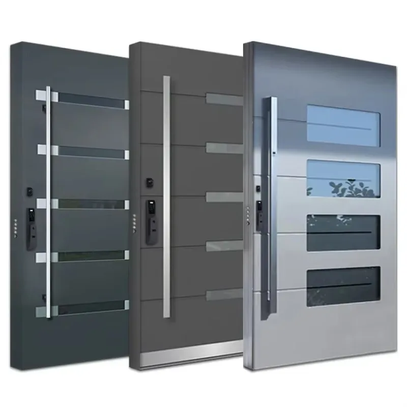 2026 Luxury Villa Entrance Security Doors Aluminium Mental Front Exterior Doors Modern Stainless Steel Pivot Entry Doors Residen