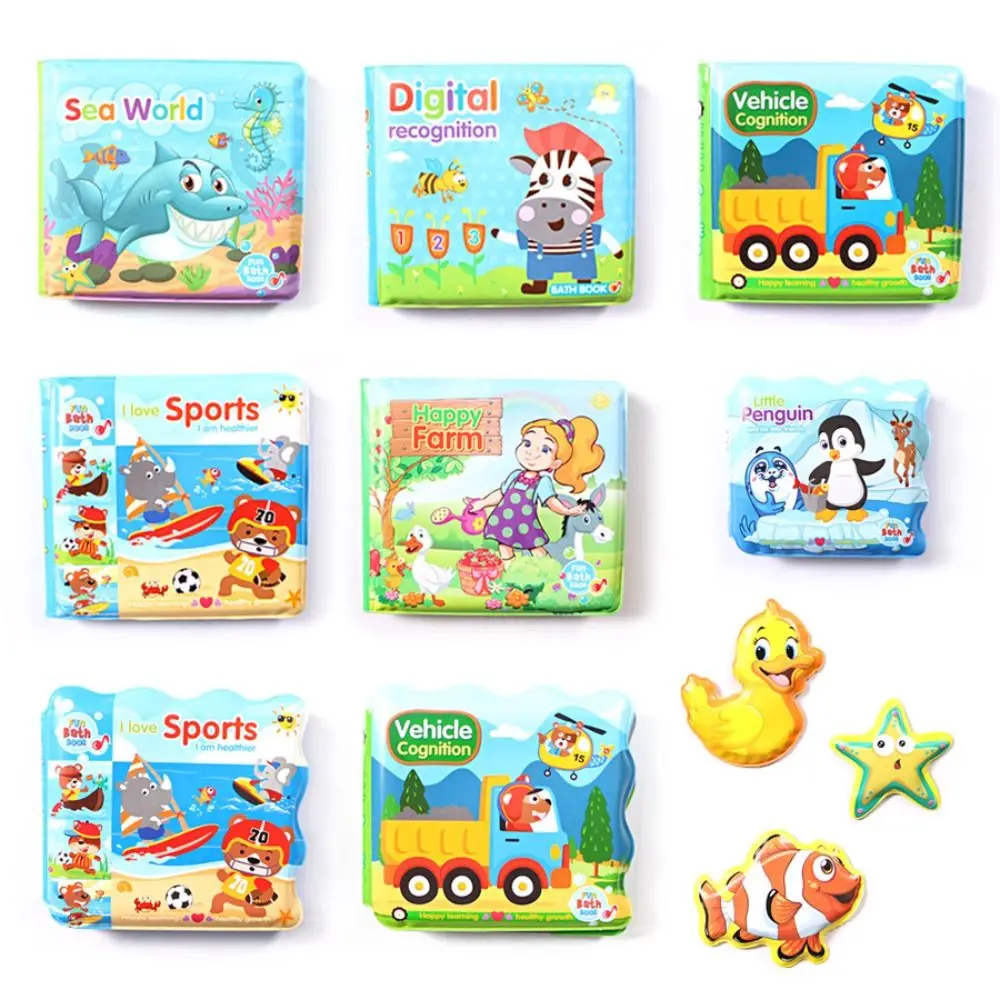 Color Changing Waterproof Bathroom Books Waterproof Reusable Floating Cloth Book Cartoon Soft Water Bathroom Toys Baby