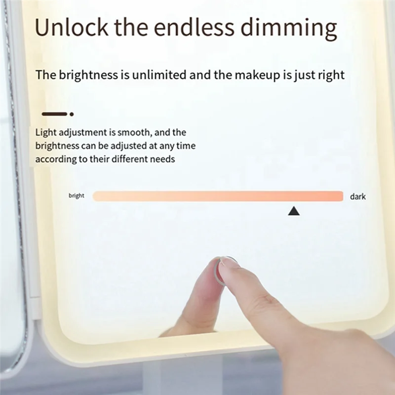 Specchio per trucco triplo pieghevole Specchio per trucco per dormitorio con luce a LED Specchio per trucco intelligente Specchio per luce di riempimento Nero Facile da usare