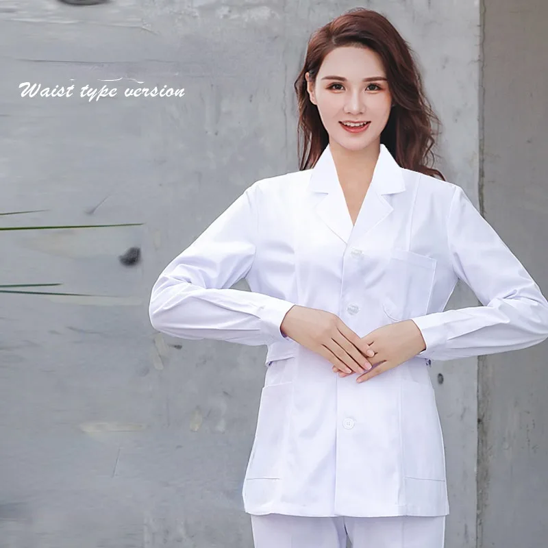 White Coat Short Men\'s Doctor Clothes Short-sleeved Women\'s Long-sleeved Tops Dental Overalls Half-sleeved Thin Summer