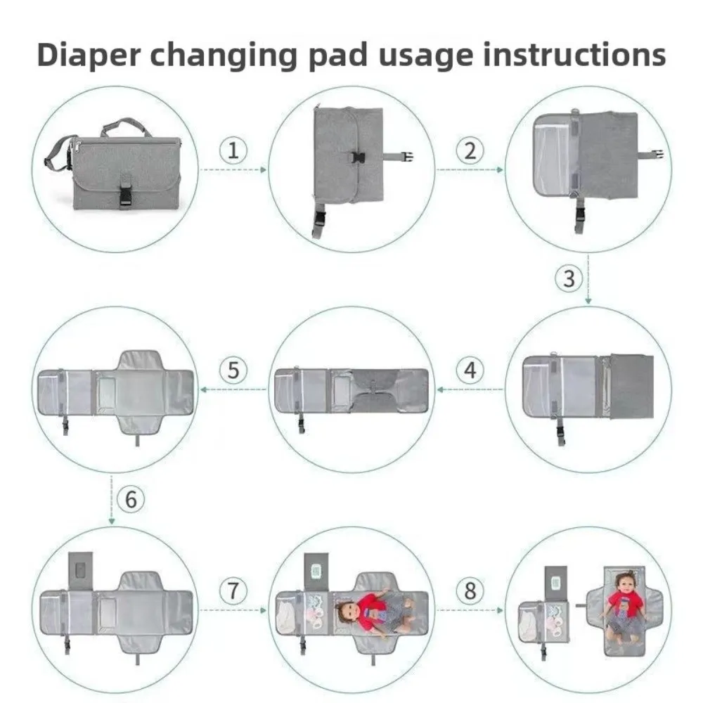 Portátil cor sólida almofada de troca do bebê pano oxford 3 em 1 saco de fraldas dobrável multifuncional à prova dwaterproof água carrinho saco capa esteira