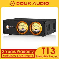 Douk Audio T13 MM Phono Preamp for Home Turntables or Record Players Desktop Headphone Amplifier with Dual VU Meter