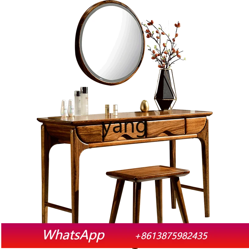 

MMM Modern Chinese Style Solid Wood Dressing Table Ebony Wood Makeup Table Bedroom Dressing Table and Stool Set