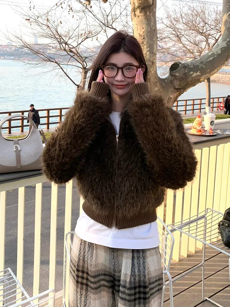 معطف Sweet Sli 2025 Young Sle Thiened Lamb Fur Jaet للسيدات معطف ort لحماية البيئة من الشعر Quali Top College...