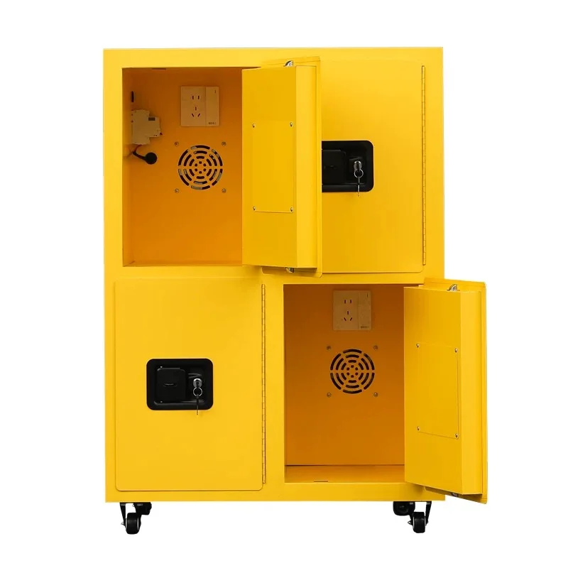 CE Marked 4 Compartment Fire-Resistant Explosion-Proof Lockable Battery Charging Storage Cabinet for Electric Car Computer EV