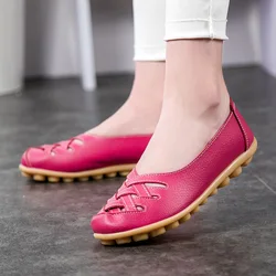 Shoes for Women Genuine Leather Shoes Soft Flat Shoes Women Footwear Nurse Loafers Women Casual Shoes Plus Size Shoes 34-44