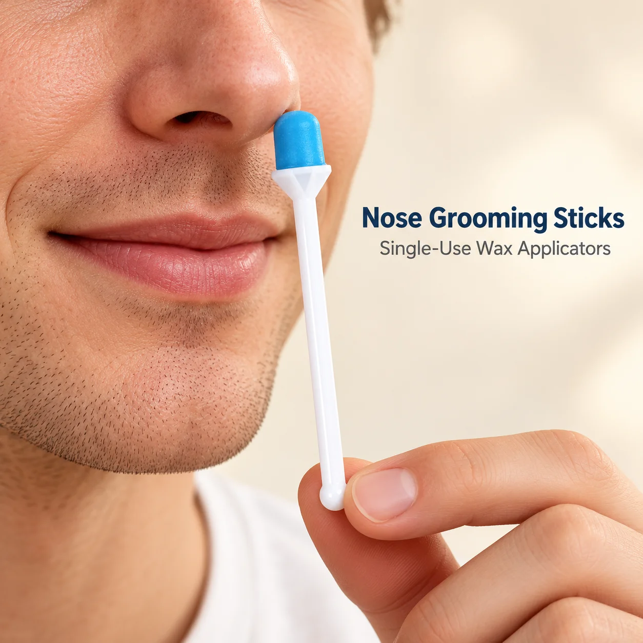 Portable Hair Removal Wax Sticks For Nose Ear And Eyebrow Grooming With Blue Wax Heads And White Handles For Single Use Waxing