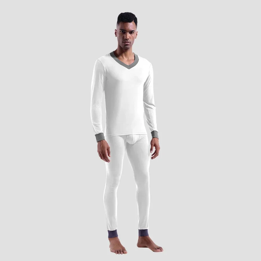 5 pezzi da uomo modello sottile con scollo a V base slim fondo giovanile mutandoni lunghi e caldi