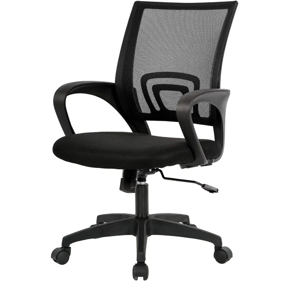 BestOffice Ergonomic Mid‑Back Swivel Office Chair with Lumbar Support Breathable Backrest Adjustable Height Sponge Seat