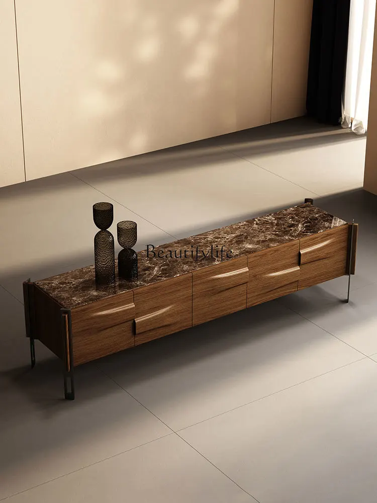 

5Italian minimalist TV cabinet Modern minimalist villa living room marble TV cabinet