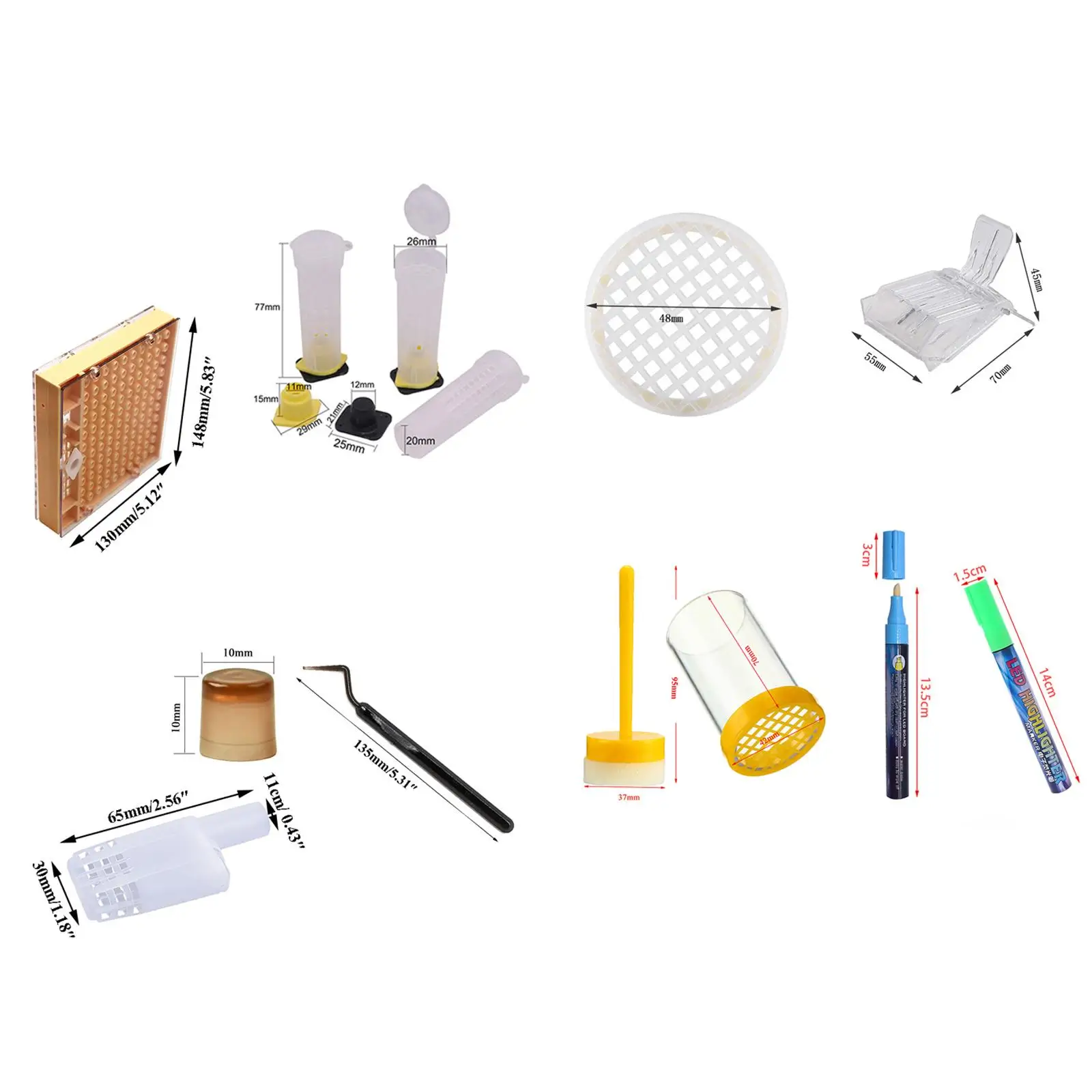 Set completo di scatole coltivanti Bee Queen Cages per la posa di uova per sollevare le regine