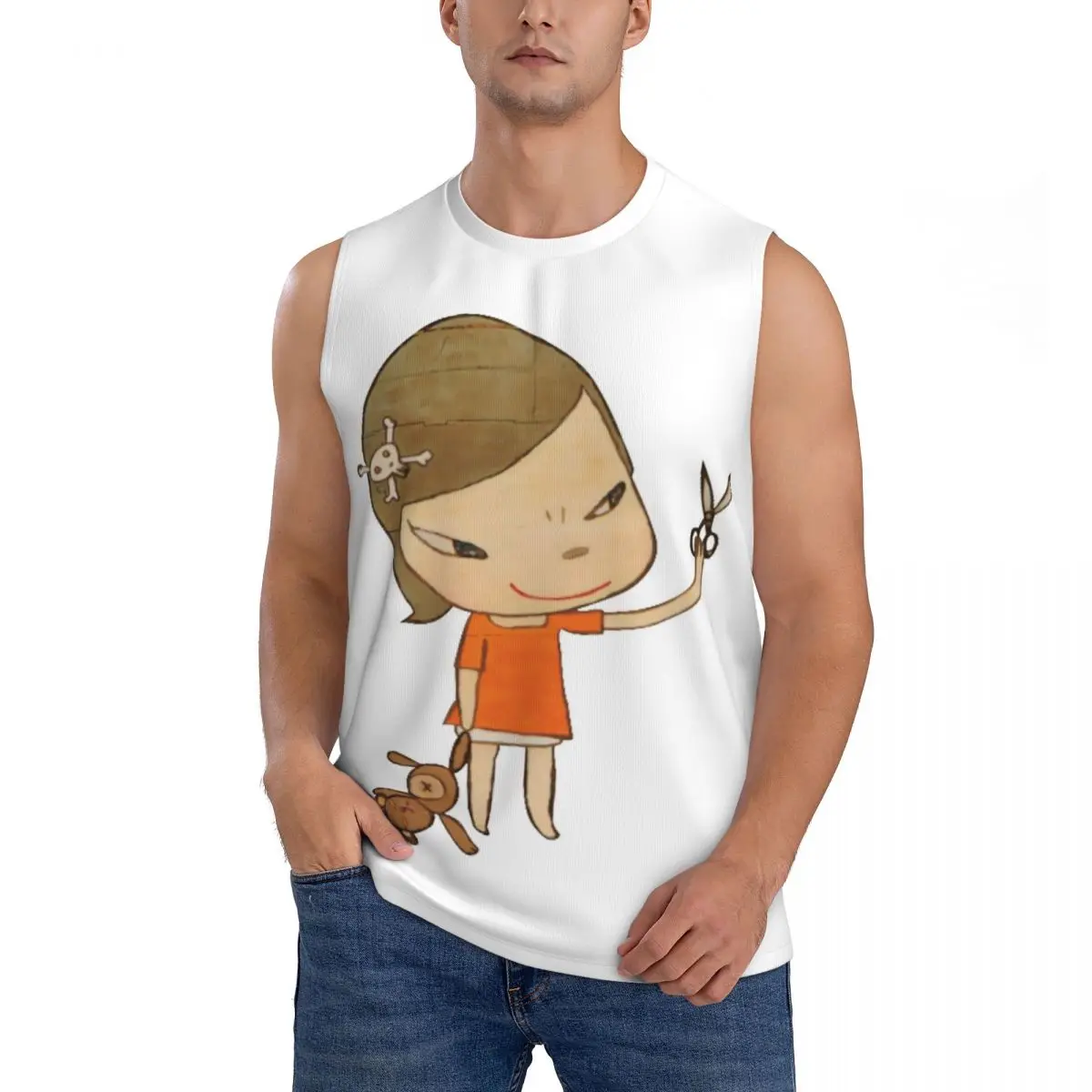 Yoshitomo Nara Men Sleeveless Tank Tops Quick Dry Breathable Gym Fitness Running Summer Casual Sport Vest