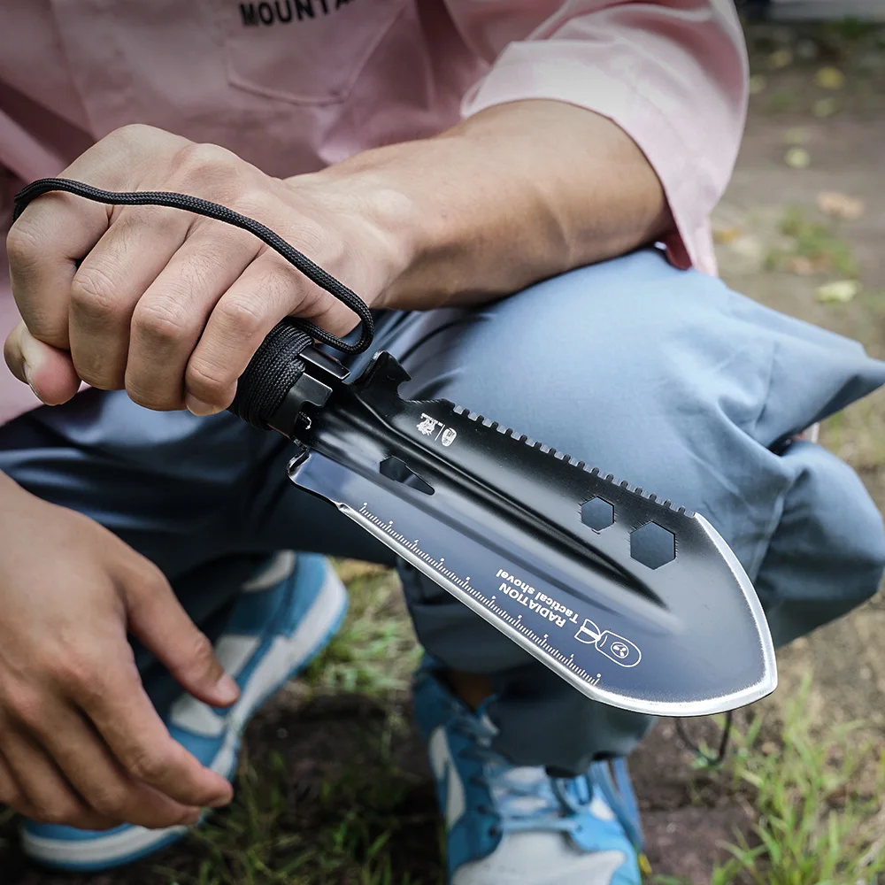 8-in-1 Mini Multifunctional Survival Shovel – 3CR13 Stainless Steel Portable Camping Spade Outdoor Entrenching Tool with Case