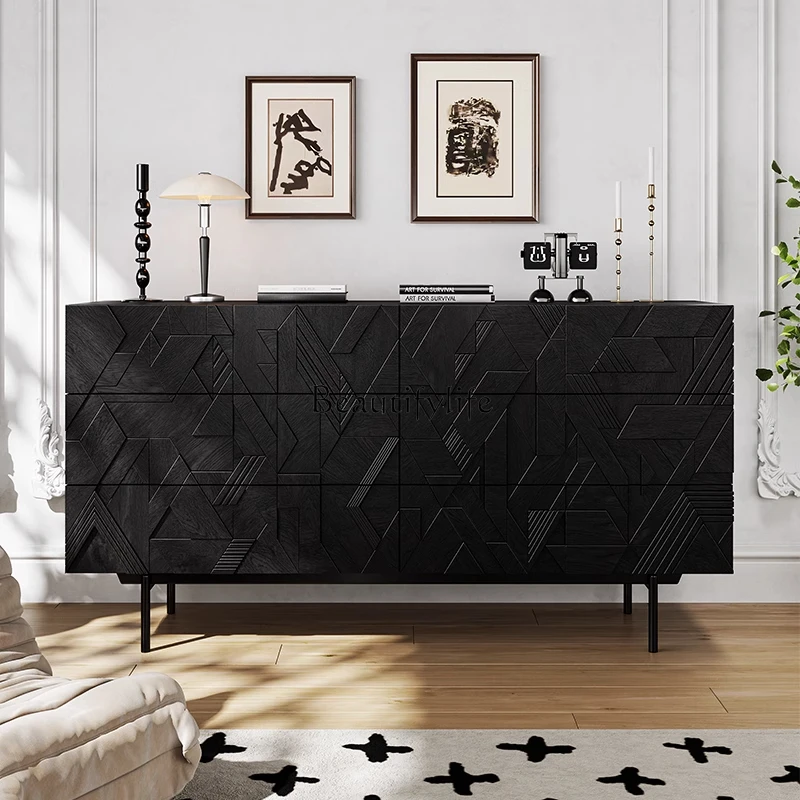 

Light luxury door cabinet Italian simple storage against the wall side cabinet rock slab