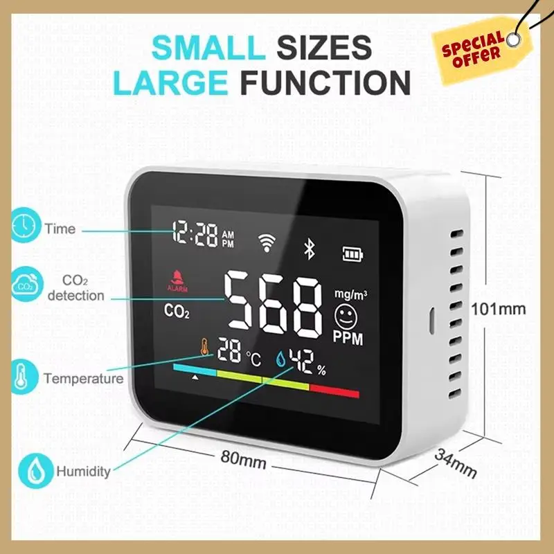 Stable Performance-Tuya Co2 Dioxide Detector WIFI CO2 Monitor Meter Co2 Sensor Tuya Indoor Agricultural Greenhouse Air Humiture