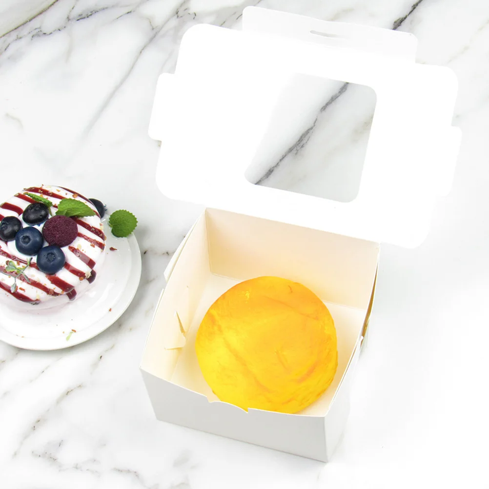 

20pcs Cake Boxes Food Grade 350g White Cardboard Portable Gift Accessory Small Banquet Cafe Bakery Box Safe Healthy Practical