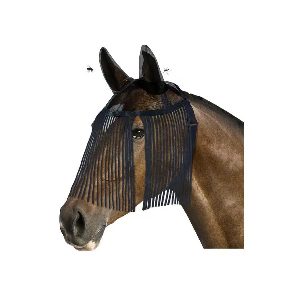 

Breathable mesh horsefly mask with ear and nose tassels, super comfortable and soft, perfect for summer riding.