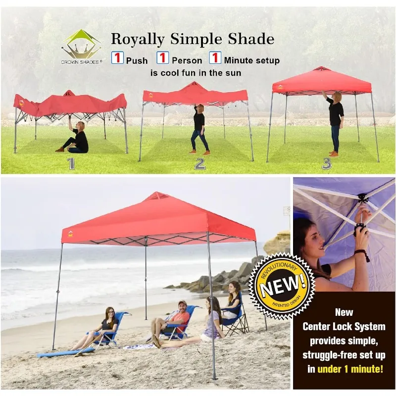 Crown Shades 11 x 11 Foot Adjustable Outdoor Instant Pop Up Tent Portable Waterproof Folding Camping Beach Shade Canopy Shelter