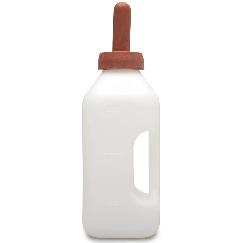 

Calf Bottle with Handle and Push-on Nipple 2 Quart Feeder for Nursing Baby Cows HY