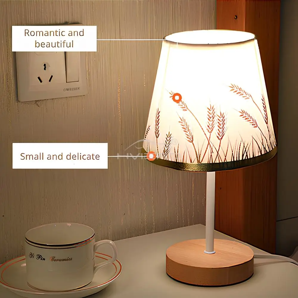 Solid Wood Cloth Desk Lamps Led Decorative Bedroom Living Room Study Simple Creative Remote Control Atmosphere Small Night Light