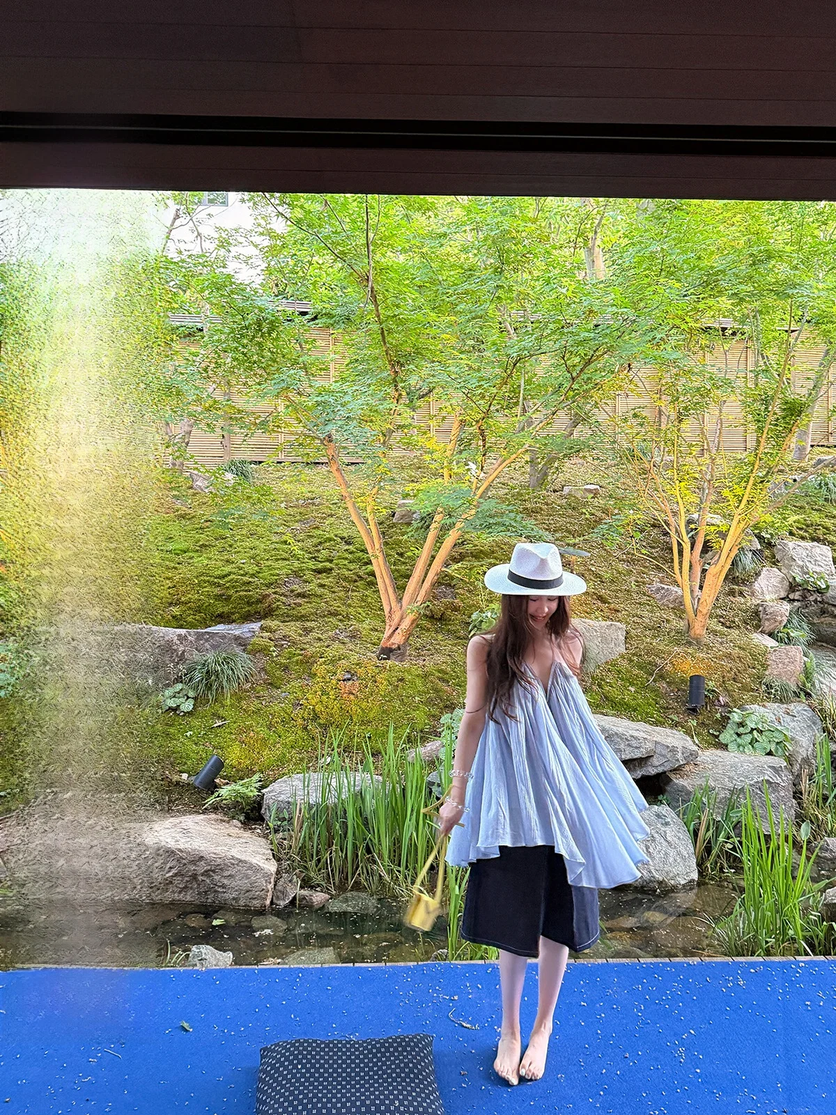 

IUIU Crystal Home Du Home Women's Summer Loose Slimming Thin Five-Quarter Denim Jeans False Two-Piece Versatile Casual Pants