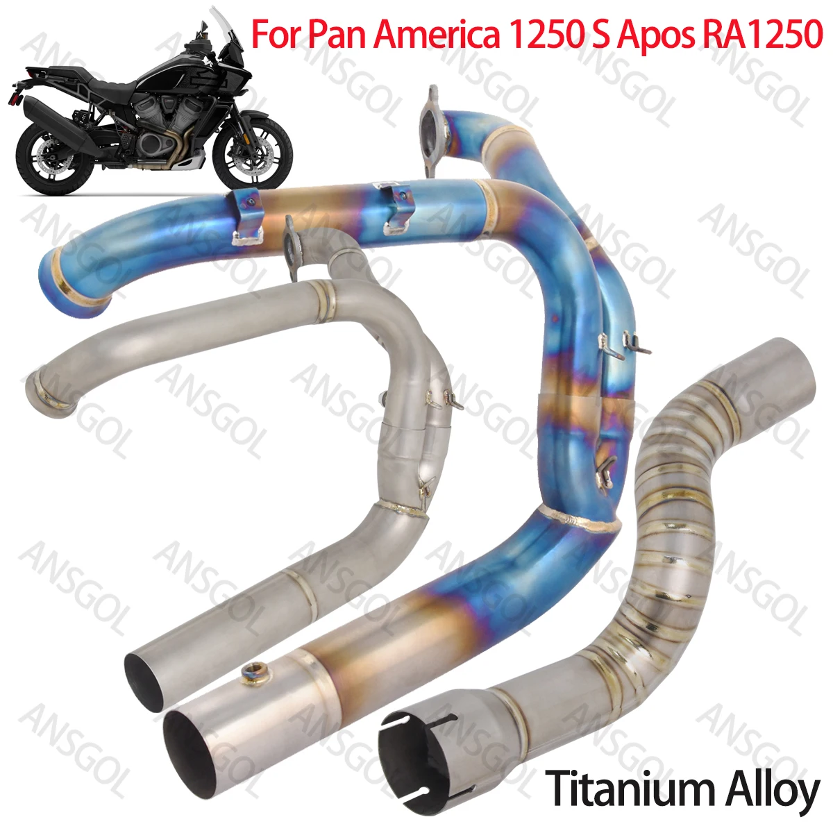 Надевается для Pan America 1250 S Apos RA1250, модификация выхлопной трубы мотоцикла, глушитель, передняя средняя труба, титановый сплав