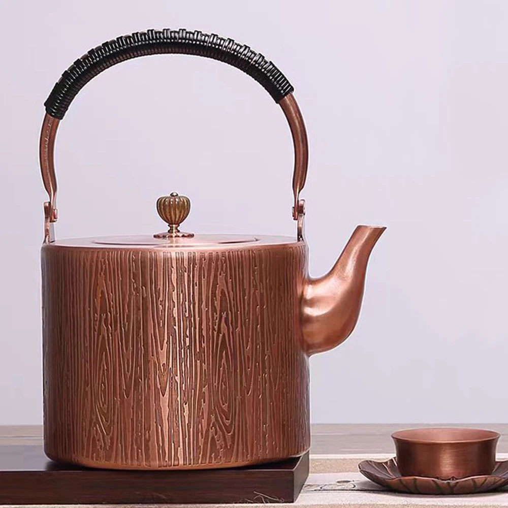 

2L, Pure copper tea kettle, Handmade red copper pot, Large capacity uncoated copper teapot, Vintage boiling kettle, home tea set