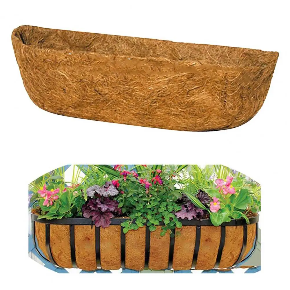 Hanging Basket Liner Eco-friendly Rectangle Window Box Liner Reshapeable Coconut Fiber Flower Basket Natural Coco for Garden