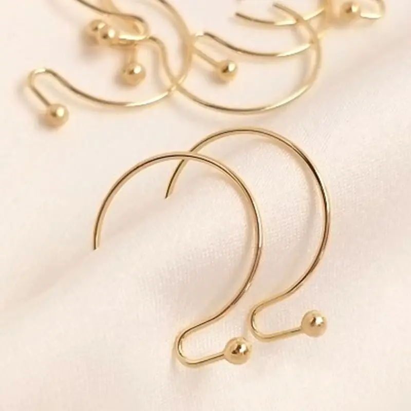

14K Gold-Color Real Gold-plated Semi-round C-shaped Ear Hooks DIY Handmade Earrings Materials Jewelry Accessories E057