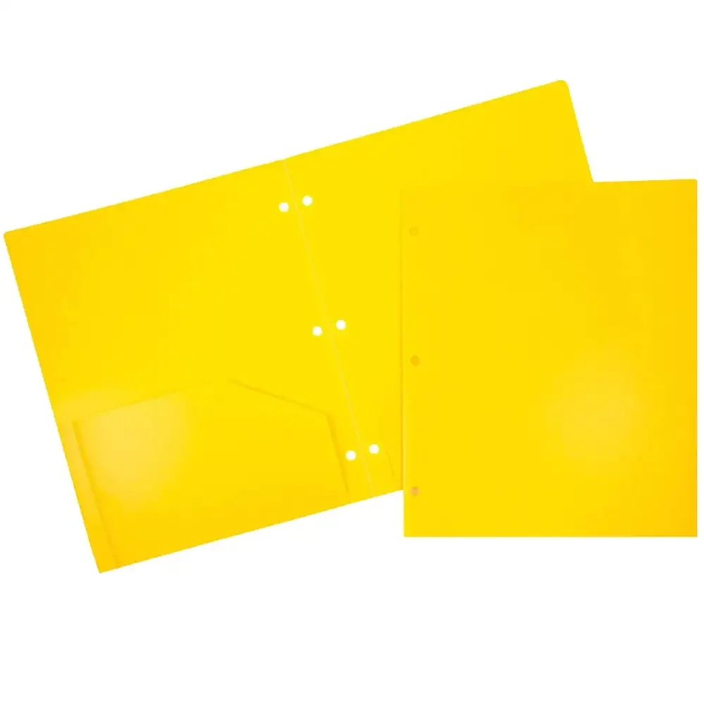 مجلدات مدرسية من البلاستيك شديدة التحمل بثلاث فتحات مع جيوب، 6 في كل عبوة