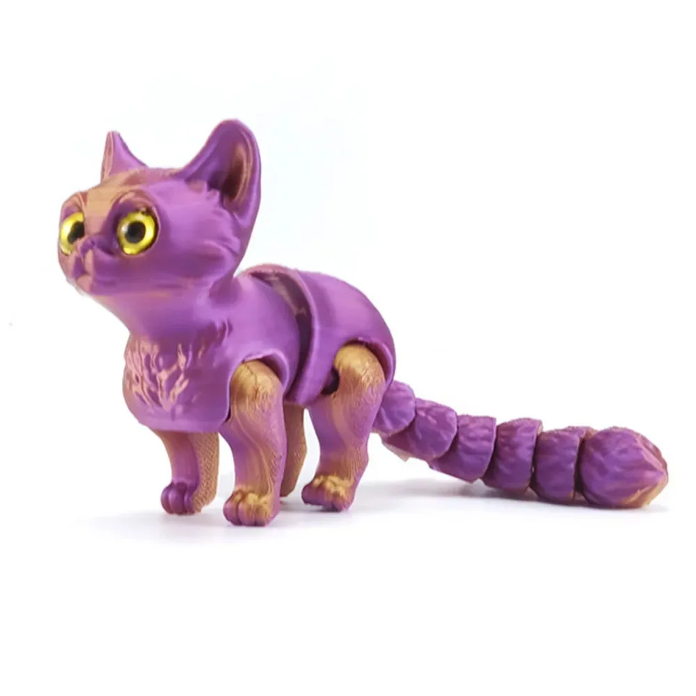 

Home Room Glittering Eyes 3D Printed Cat Articulated Desktop Decor Mini Cat Figure Colorful Movable 3D Cat Doll Kids Gift