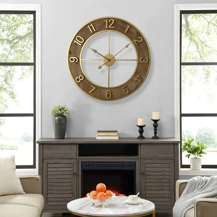 American retro wall clock living room clock household Nordic decorative art wall watch creative simplicity personality