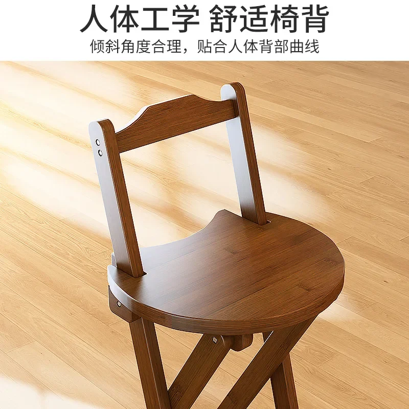 AOLIVIYA Solid Wood Japanese Restaurant Backrest High Bar Chair Foldable Kitchen Counter Stool Coffee Chair