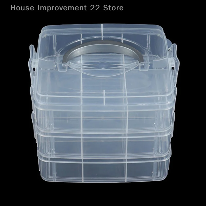 Caja de almacenamiento transparente de 3 capas y 18 rejillas, caja de herramientas de plástico desmontable, caja de almacenamiento de accesorios y juguetes, 1 ud.