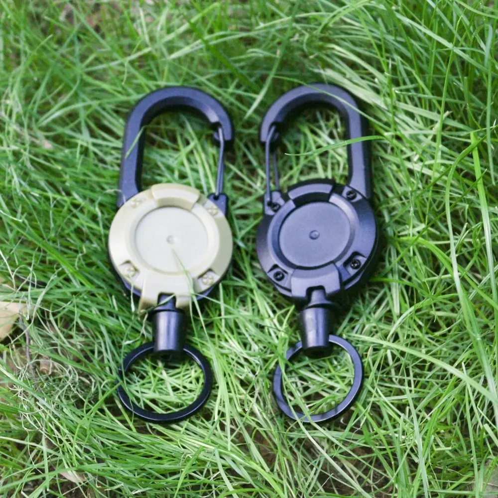 Heavy Duty Pull Reel Carabiner Retractable Easy Pull Buckle Steel Wire Rope Buckle Tools Elastic Pull Rope Key Chains Outdoor