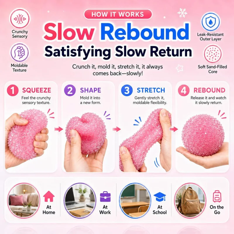 Crispy Soft Fluffy Stress-relief Ball Toy Super Soft Pink Mochi Slow-rebound Squeeze Toy Anti-Stress Toy For Adult Hand Exercise