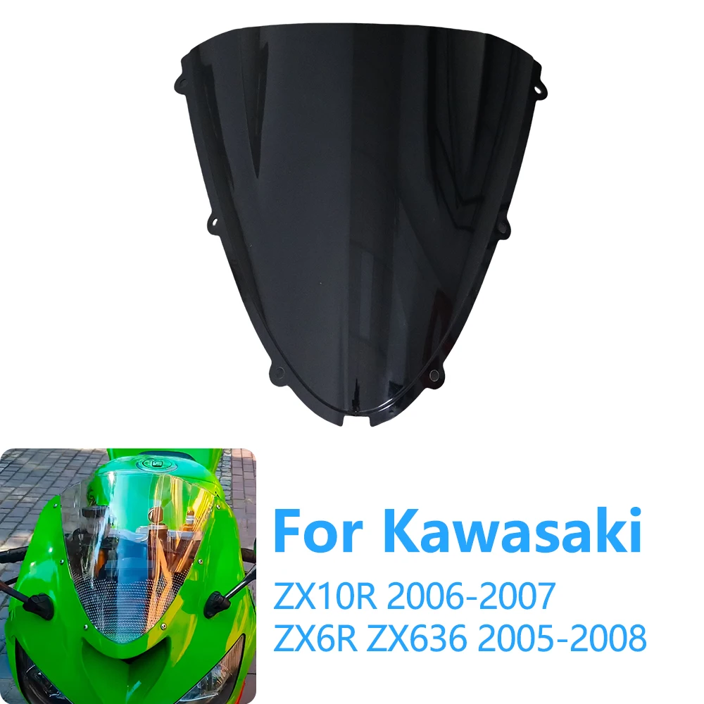 

For KAWASAKI NINJA ZX10R 2006-2007 ZX6R ZX636 2005-2008 Windscreen Screen Double Bubble Windshield Wind Deflectors Accessories