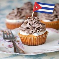 100Pcs Cocktail Adornment Baking Decor Wedding Baby Shower Supplies Cuba Toothpick Flag Cake Topper Cupcake Toppers Cuban Flags