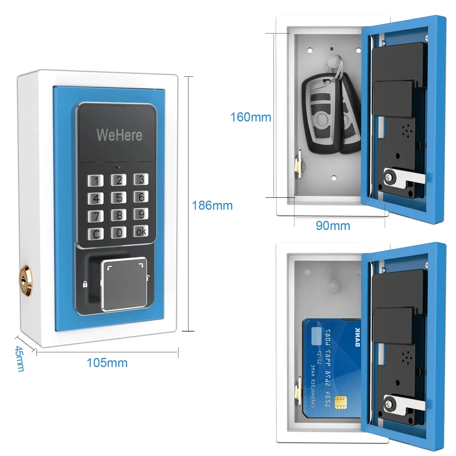 Imagem -05 - Wall Mount Safe Key Storage Box App Organizador Remoto Senha Código de Segurança Bloqueio sem Chave Home Safe Lockbox