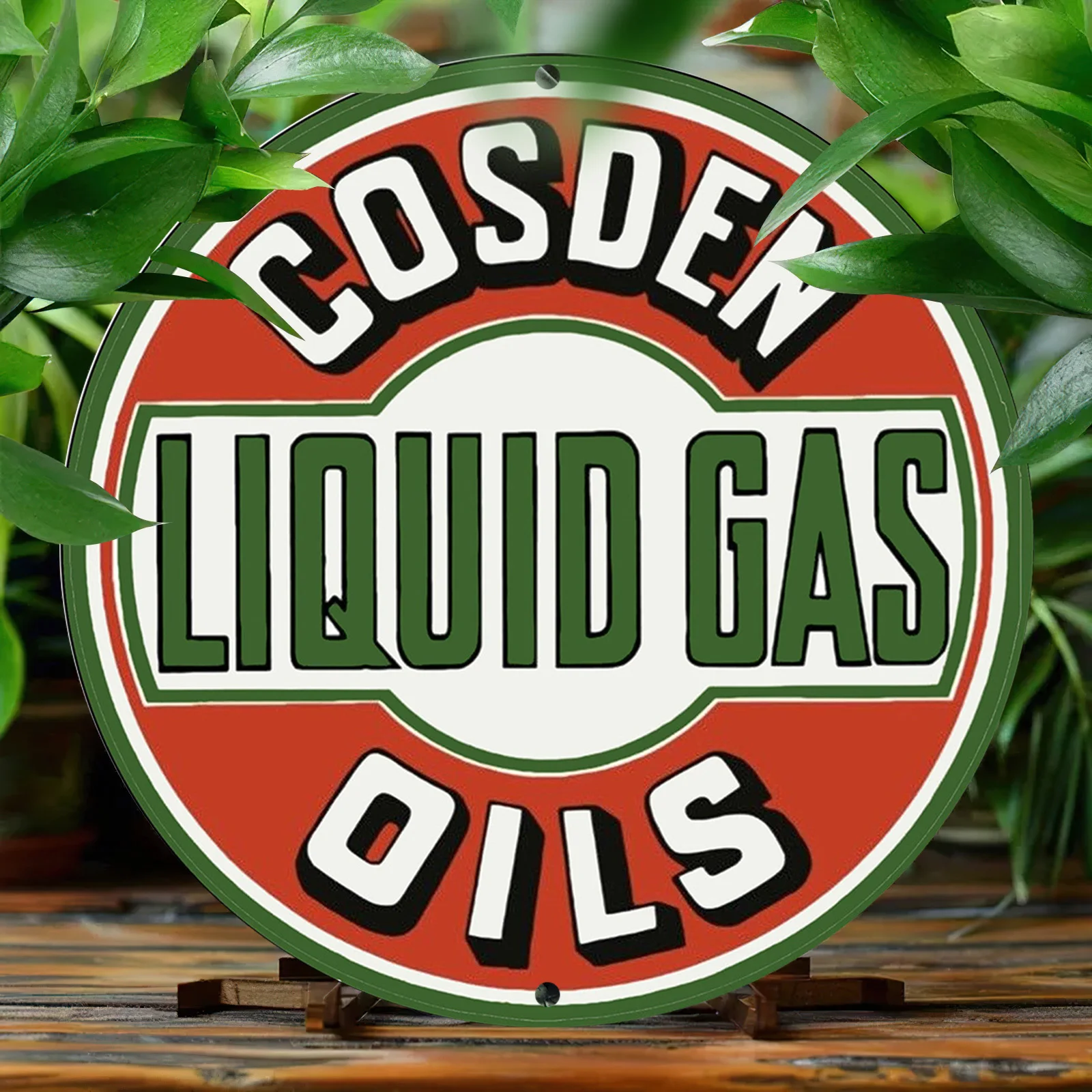 2D Flat Liquid Gas Oils Vintage Round Aluminum Plaque Weatherproof Enthusiast Gift